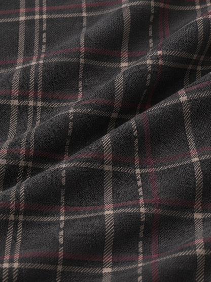 Anthrazitfarbener Heritage-Pullover mit Karomuster und kurzem Reißverschluss