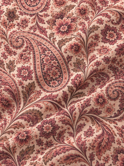 Golfpullover in Altrosa mit floralem Paisley-Muster, Funktionsmaterial und Viertelreißverschluss
