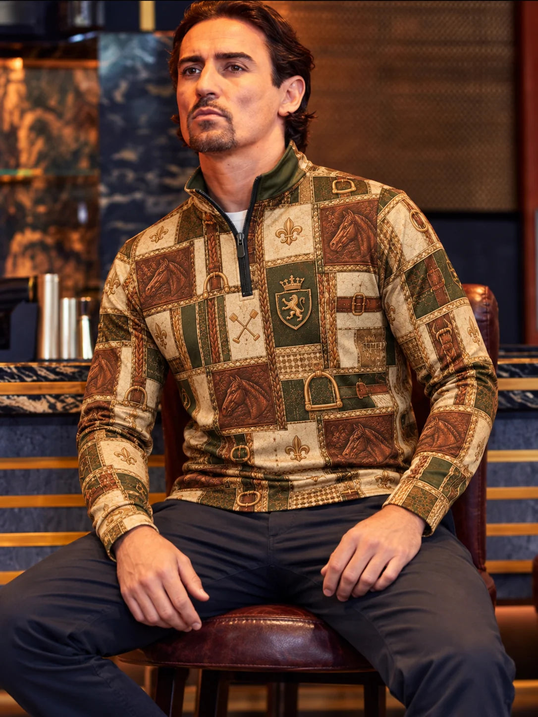 Performance-Quarter-Zip-Pullover im Reitclub-Stil