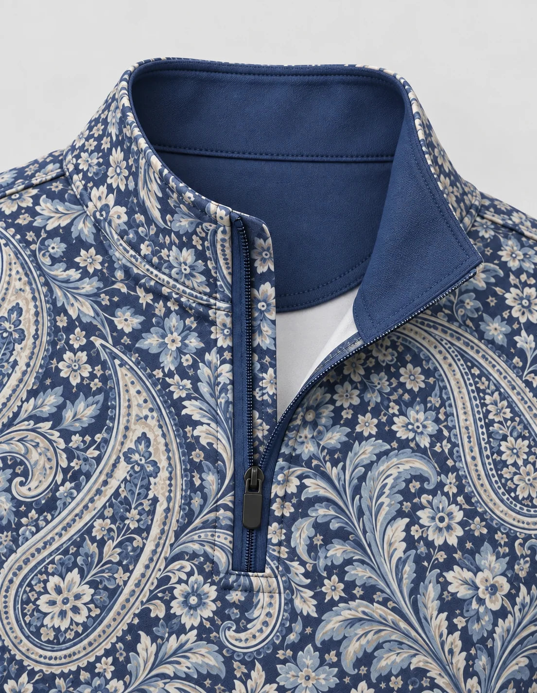 Navy Paisley Golf Quarter-Zip-Pullover