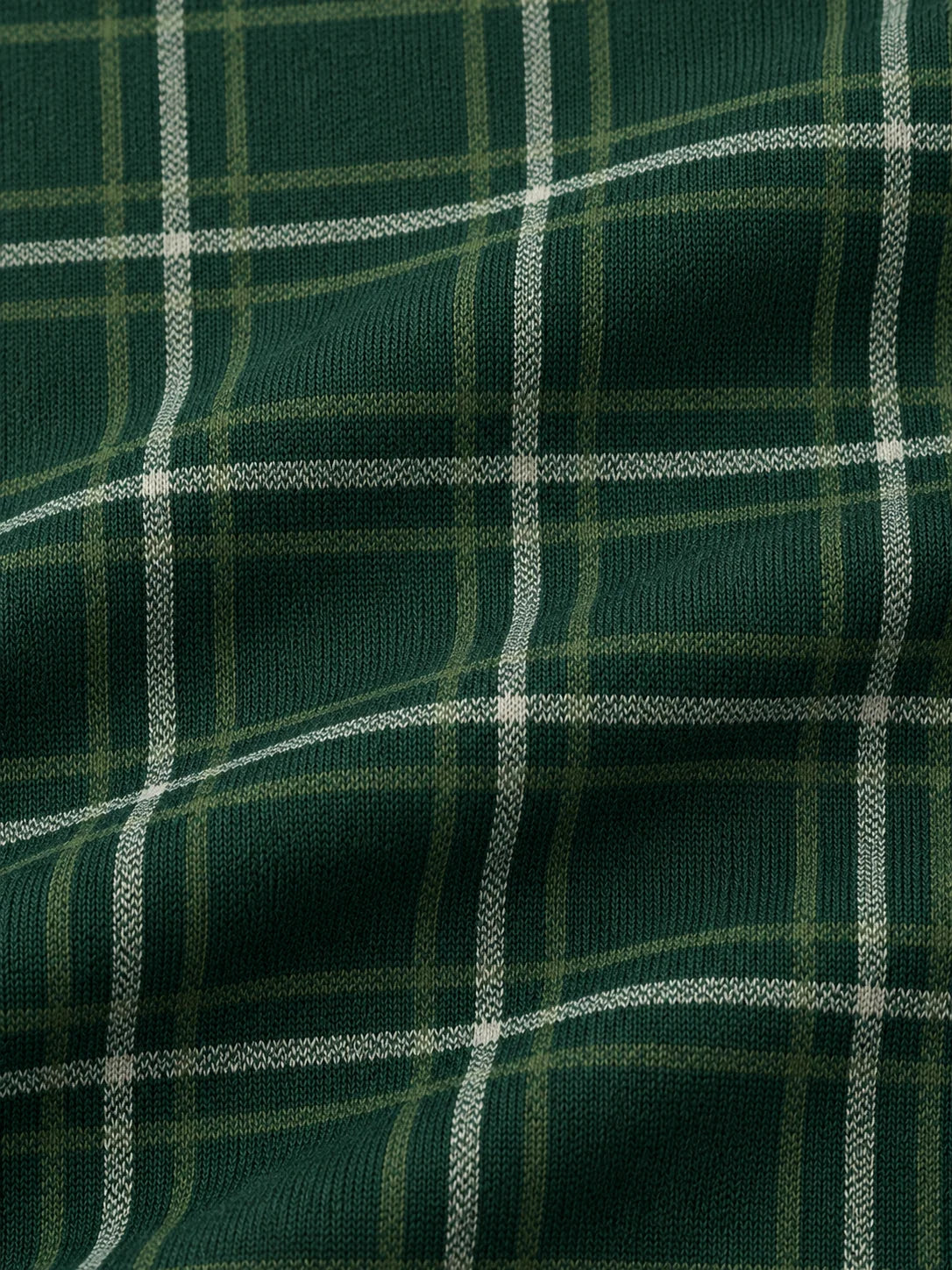 Golf-Pullover aus Funktionsmaterial in Immergrün mit Fensterkaromuster und Viertelreißverschluss
