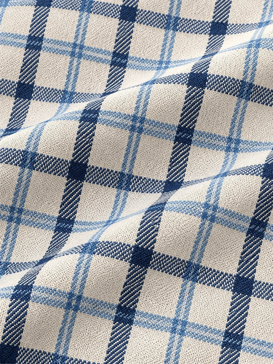 Golfpullover für Herren im Heritage-Stil in Blau mit Karomuster und Viertelreißverschluss