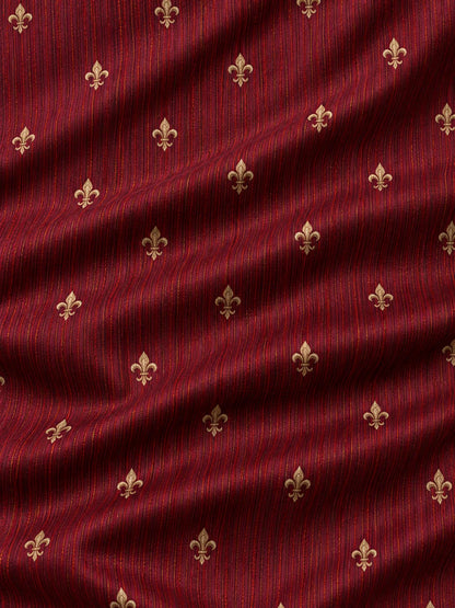 Golfpullover in Rot mit goldenen Weihnachtsemblemen und Viertelreißverschluss