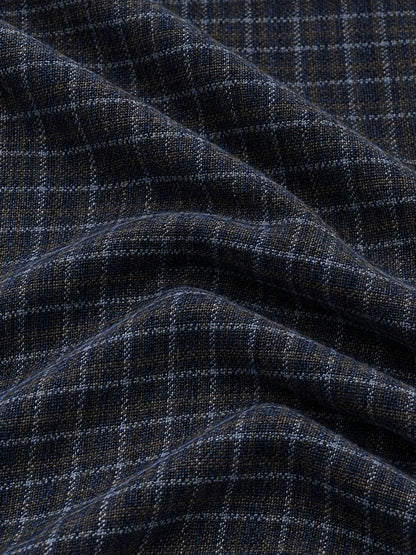 Marineblauer Karo-Performance-Golfpullover mit kurzem Reißverschluss