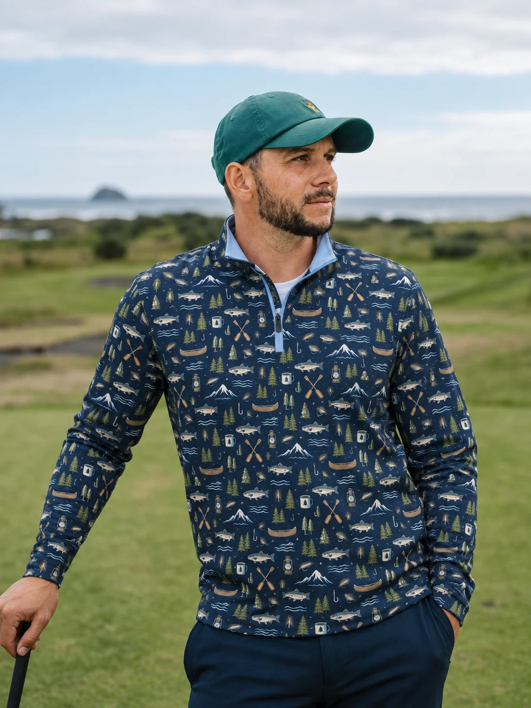Lake & Pine Angler-Pullover mit kurzem Reißverschluss