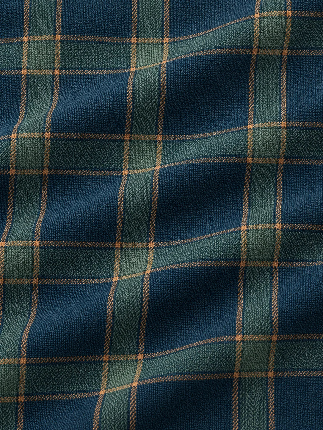 Golf-Pullover aus Funktionsmaterial in tiefem Blaugrün mit klassischem Heritage-Karomuster und Viertelreißverschluss